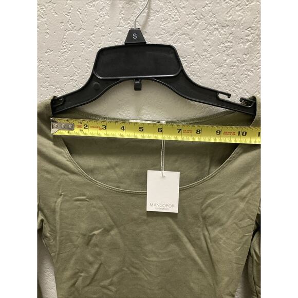 Mangopop Bodysuit Women Sz Small Olive Green Snap Bottom Long Sleeve - Picture 6 of 9